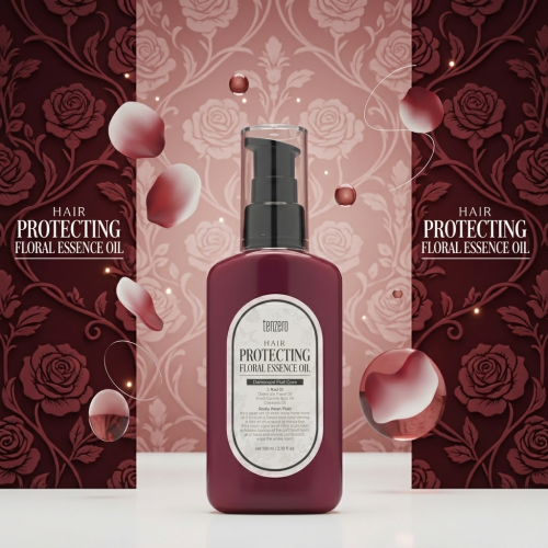 TENZERO Hair Protecting Floral Essence Oil 100ml bottle, nourishing oil for damaged hair care.