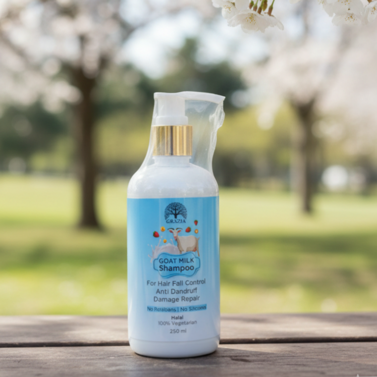 Grazia Goat Milk Shampoo (250ml) Grazia Goat Milk Shampoo 250ml bottle, formulated to gently cleanse and nourish hair with goat milk extract.