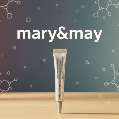 MARY & MAY Tranexamic Acid + Glutathione Eye Cream 12g tube, formulated to brighten and reduce dark circles.