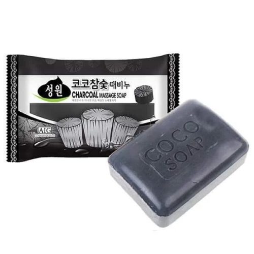 Alg Charcoal Massage Soap 150g black textured bar