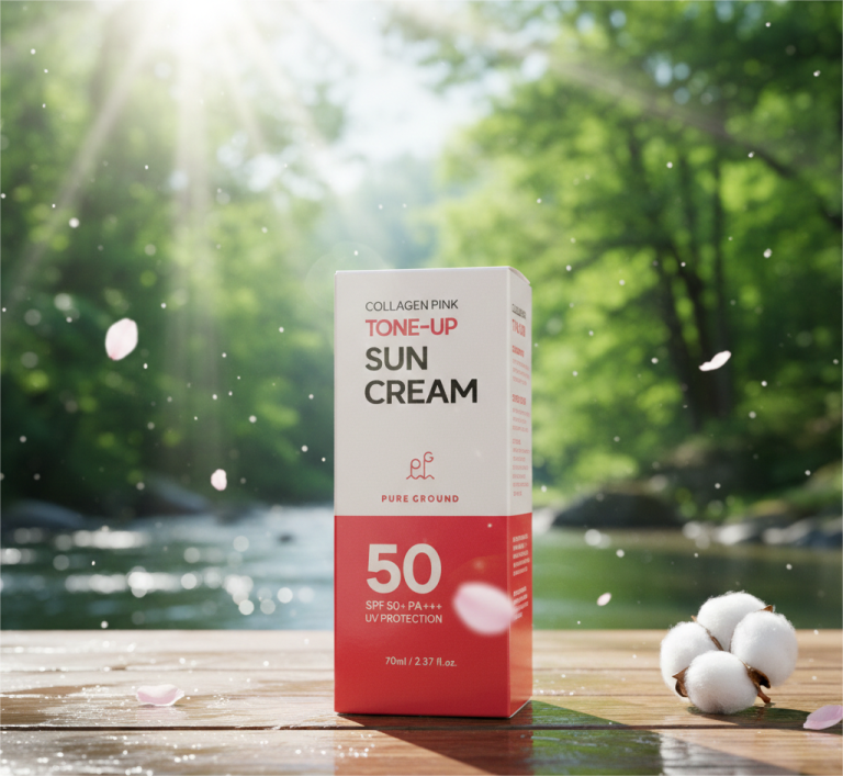 Pure Ground Collagen Pink Tone-Up Sun Cream 70ml original Korean packaging