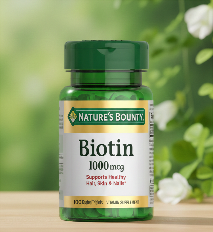 Nature's Bounty Biotin 1000 mcg 100 Count bottle original packaging