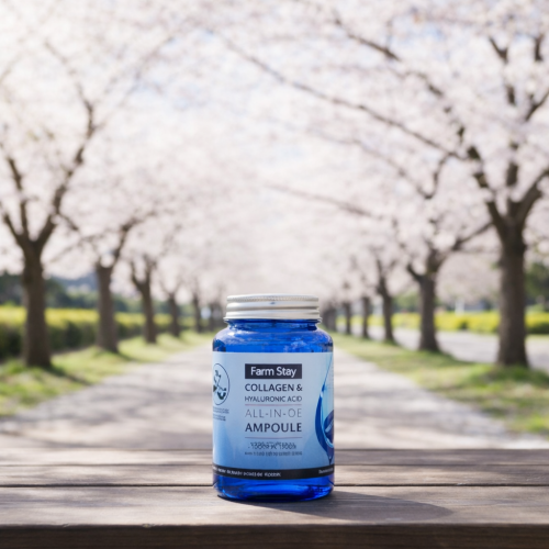 FARMSTAY Collagen Ampoule 250ml bottle, formulated to improve skin elasticity and hydration.