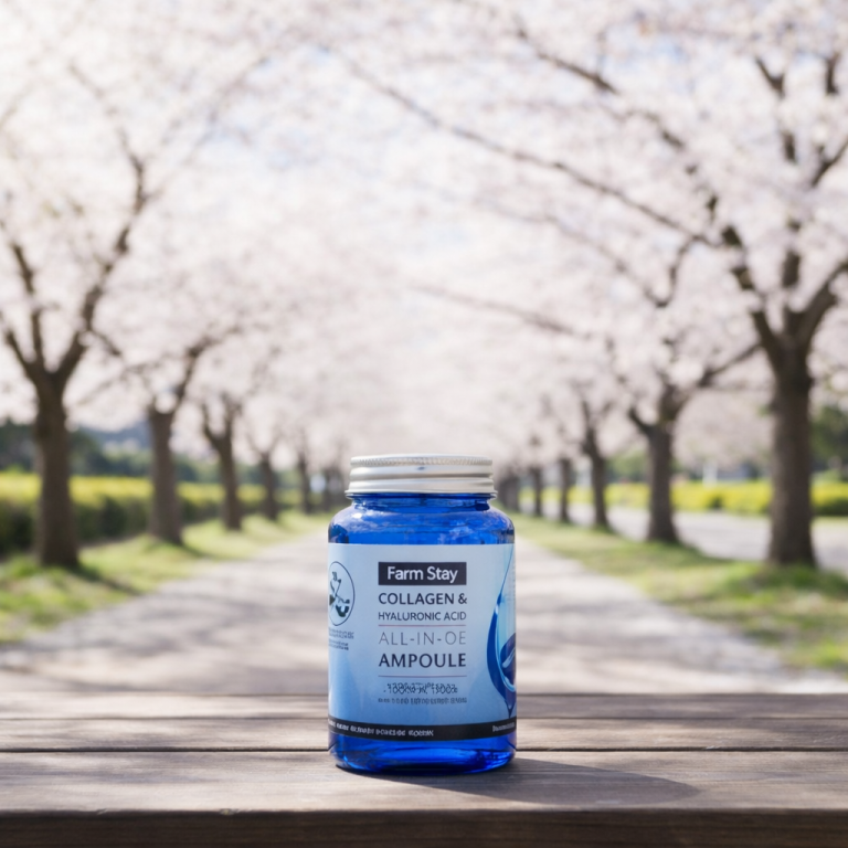 FARMSTAY Collagen Ampoule 250ml bottle, formulated to improve skin elasticity and hydration.