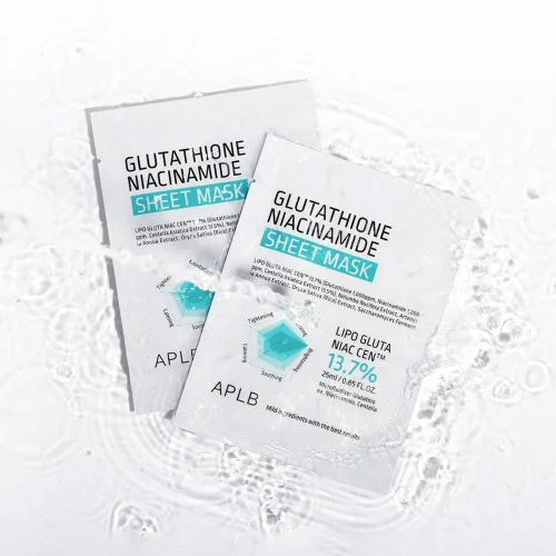 APLB Glutathione Niacinamide Sheet Mask 25ml original silver single pouch packaging