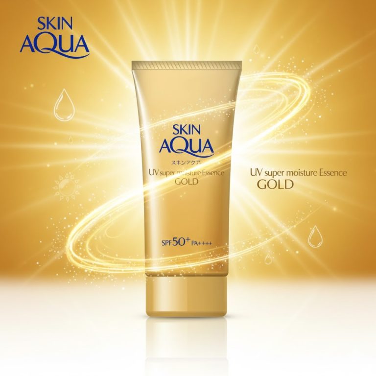 Skin Aqua UV Super Moisture Essence Gold sunscreen bottle