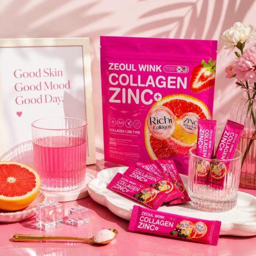 Zeoul Wink Pink Collagen Juice with Zinc+ (Richi Collagen & Zinc Amino Acid Chelate) — 30 Sachets